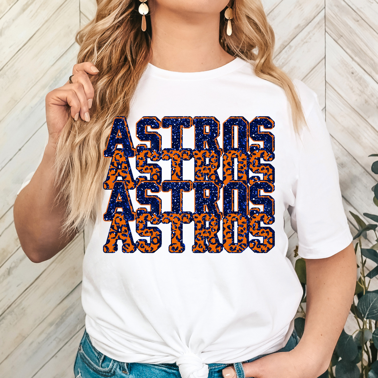 Astros Glitter Repeat Full Color DTF Transfer