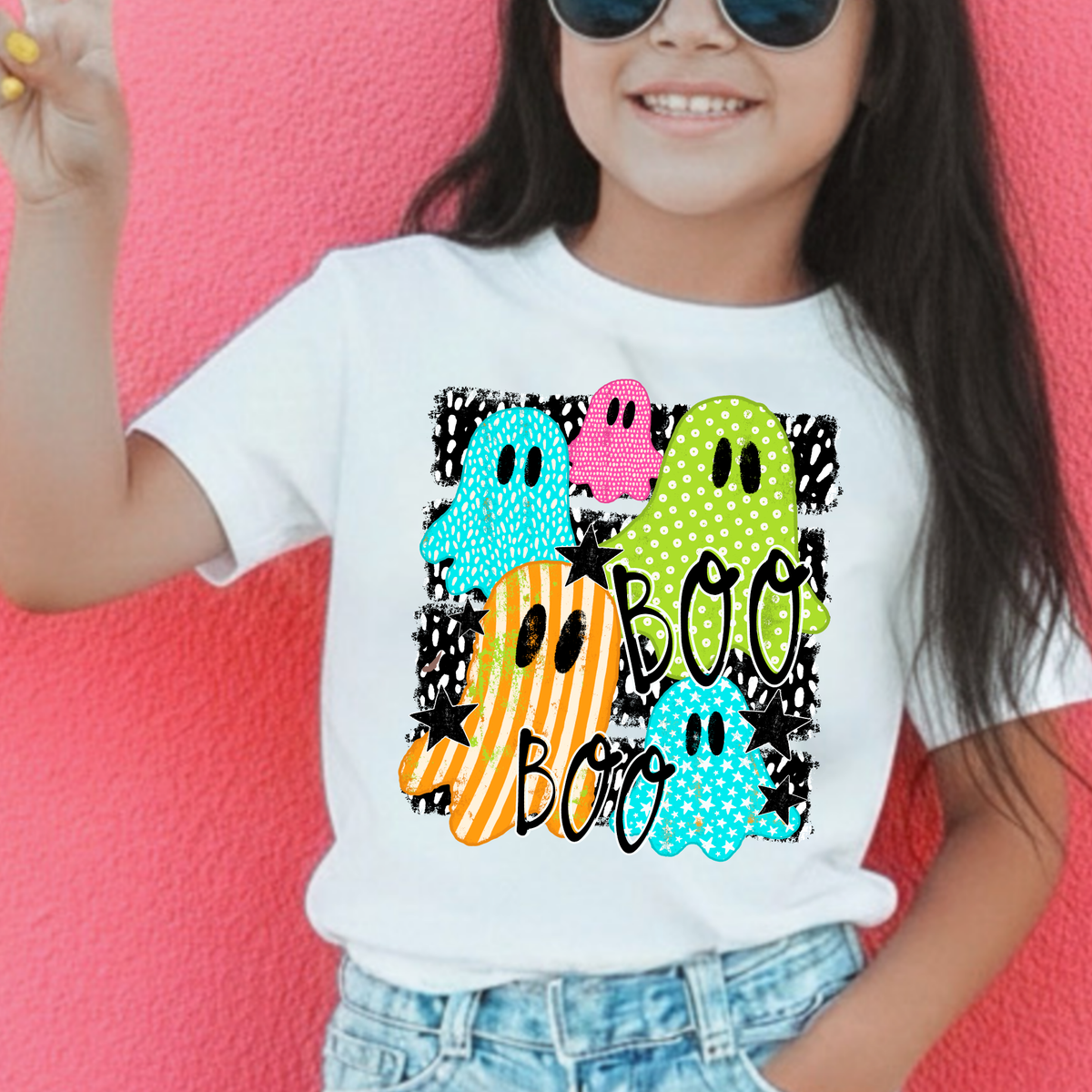 Colorful Boo Ghosts Full Color DTF Transfer