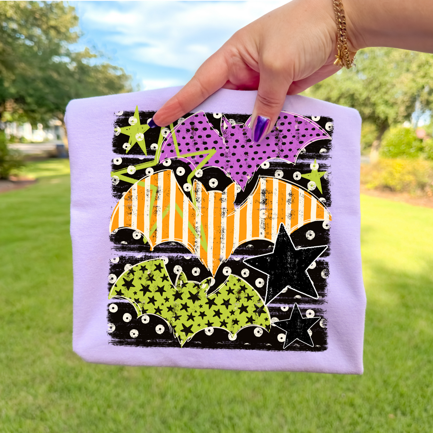 Colorful Bats Full Color DTF Transfer
