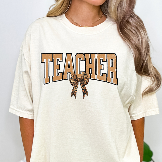 Teacher w/Leopard Bow Full Color DTF Transfer