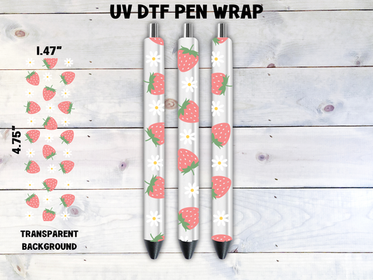 Daisy's & Strawberries UV DTF Pen Wrap Transfer UV DTF Pen Wrap Transfer