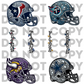 Helmet Sports Team(ALL TEAMS) Faux Rhinestone Helmet Full Color DTF Transfer