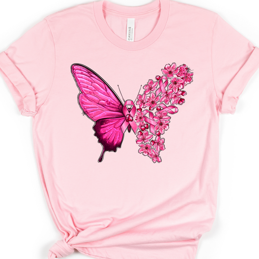 Pink Butterfly Breast Cancer Full Color DTF Transfers