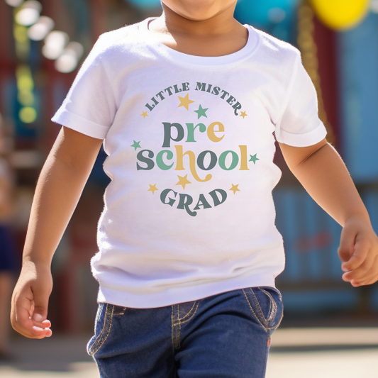 Little Mister Preschool Grad (Boy Colors) Full Color DTF Transfer