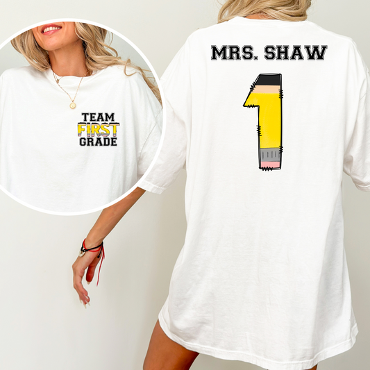 Personalized Teacher Name/Grade (Pencil Alpha Full Color DTF Transfer