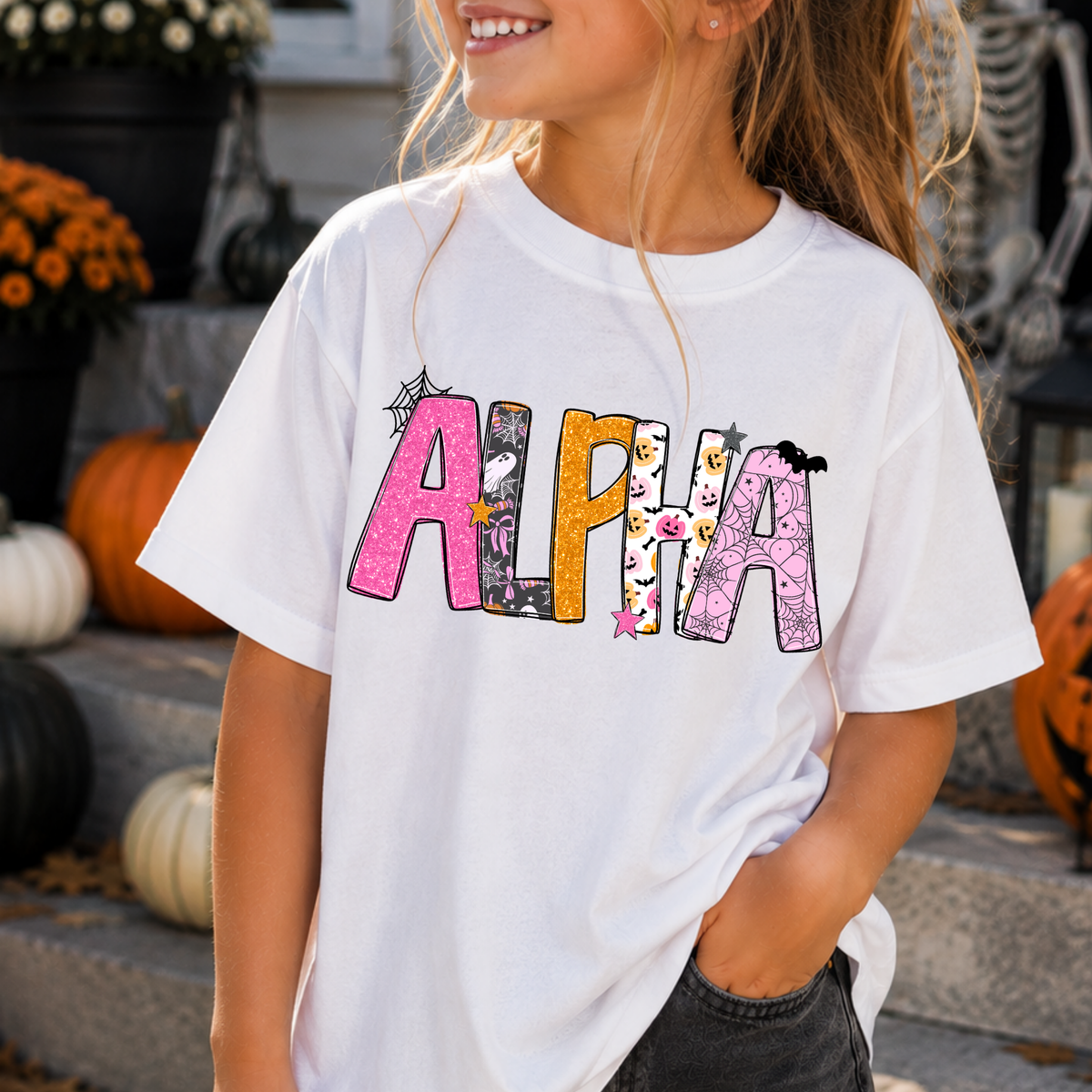 Girly Halloween Alpha Full Color DTF Transfer