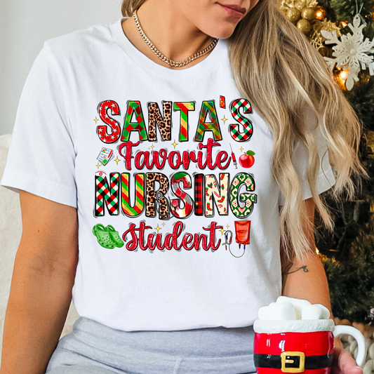 Santa's Favorite Nursing Student Full Color DTF Transfer