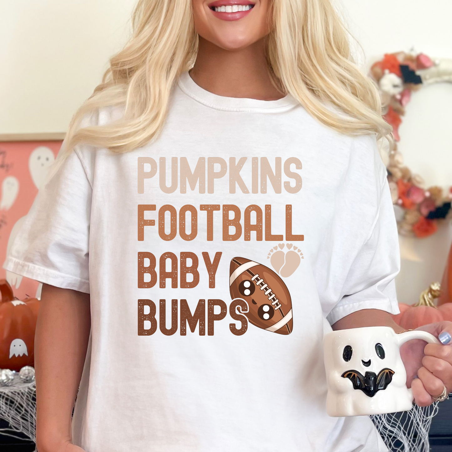 Pumpkins Football Baby Bump Full Color DTF Transfer