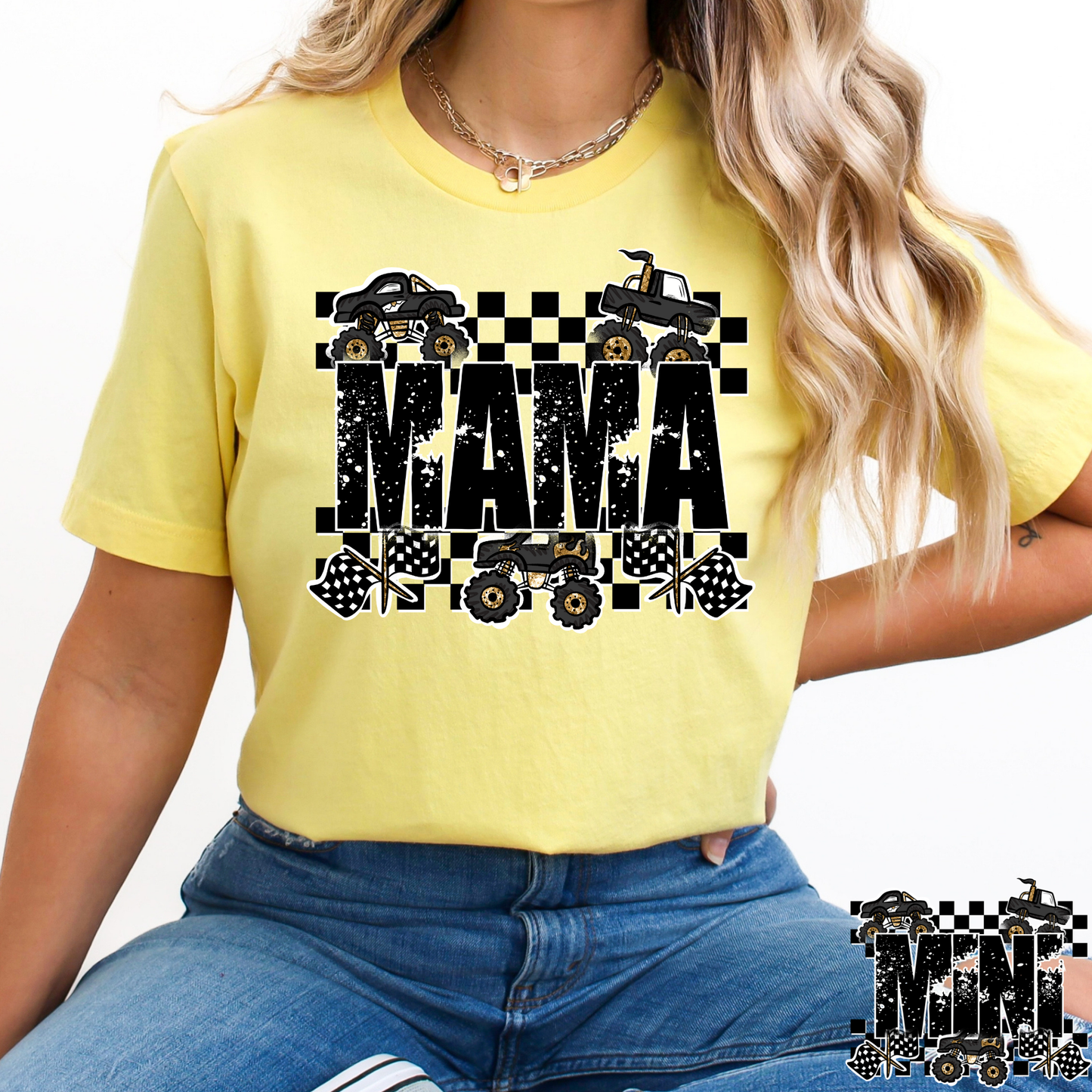 Mama Monster Trucks (Mini Option) Full Color DTF Transfer