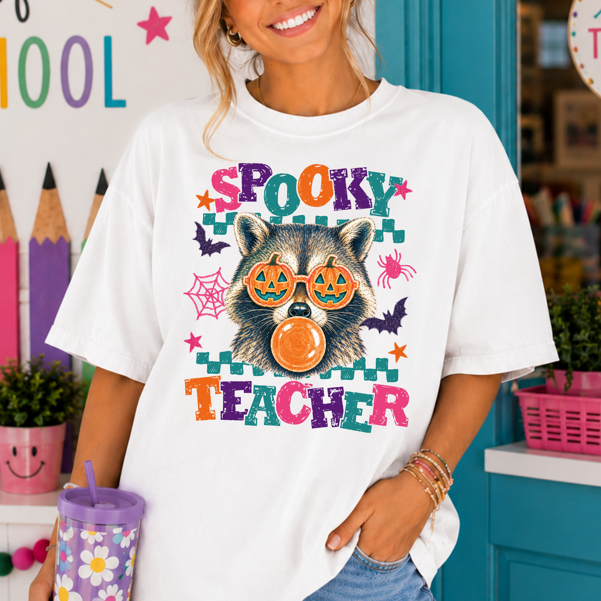 Spooky Teacher (Raccoon) Full Color DTF Transfer