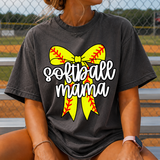 Softball Mama Bow Full Color DTF Transfer
