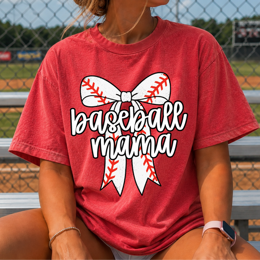 Baseball Mama Bow Full Color DTF Transfer