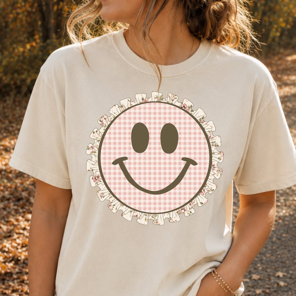 Ruffle Smiley Face Full Color DTF Transfer