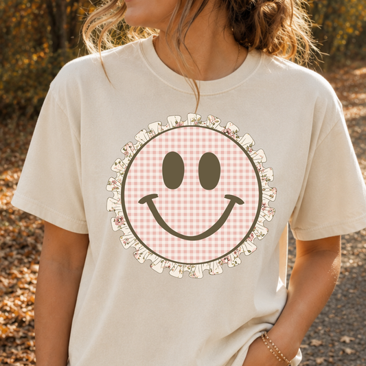 Ruffle Smiley Face Full Color DTF Transfer