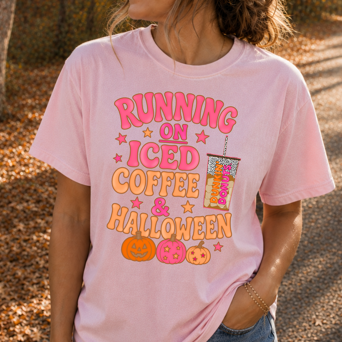 Running On Iced Coffee & Halloween Full Color DTF Transfer