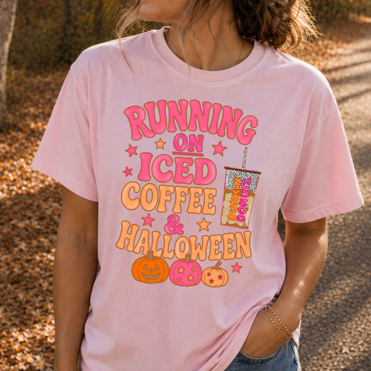 Running On Iced Coffee & Halloween Full Color DTF Transfer