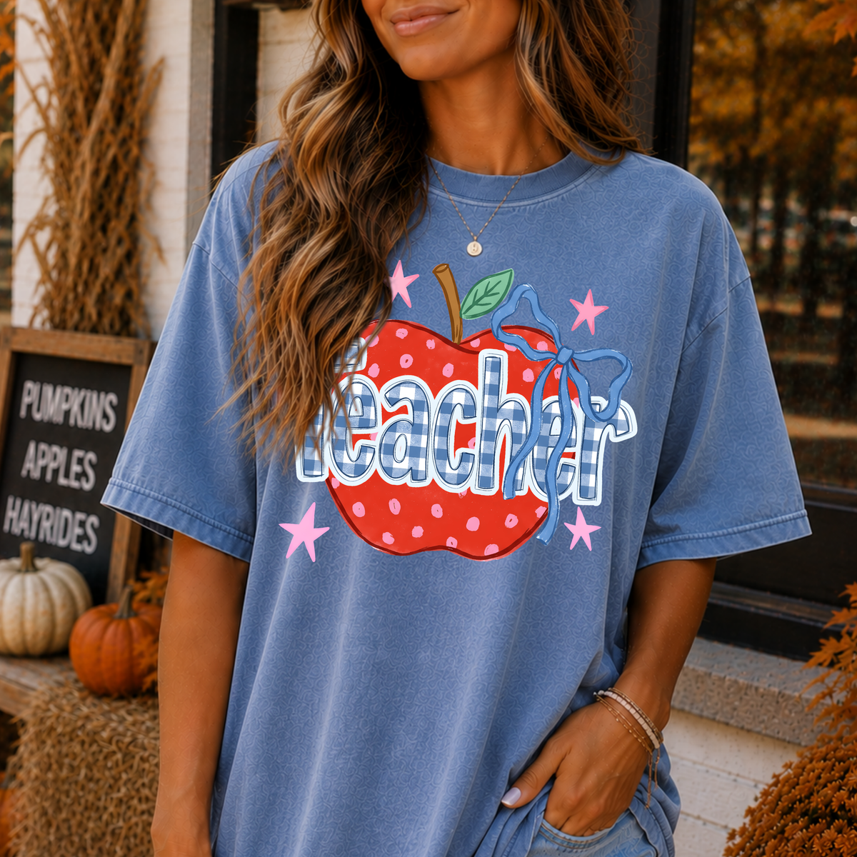 Teacher (Checkered) Apple Full Color DTF Transfer