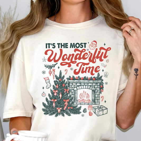 It's The Most Wonderful Time (Christmas Tree/Chimney) Full Color DTF Transfer