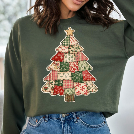 Quilted Christmas Tree Full Color DTF Transfer