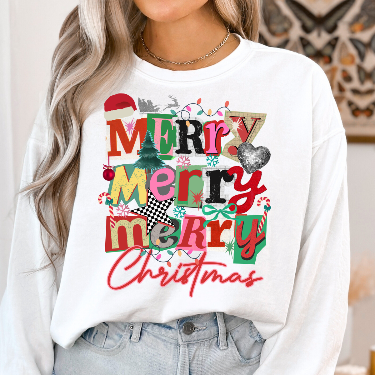 Merry Merry Merry Christmas (Scrapbook) Full Color DTF Transfer
