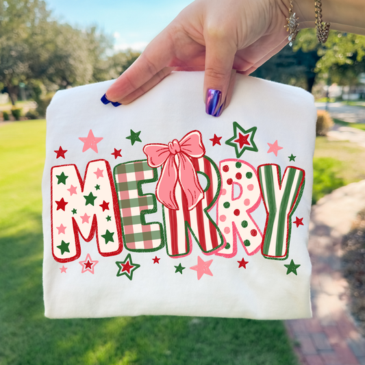 Merry Multi Pattern Full Color DTF Transfer