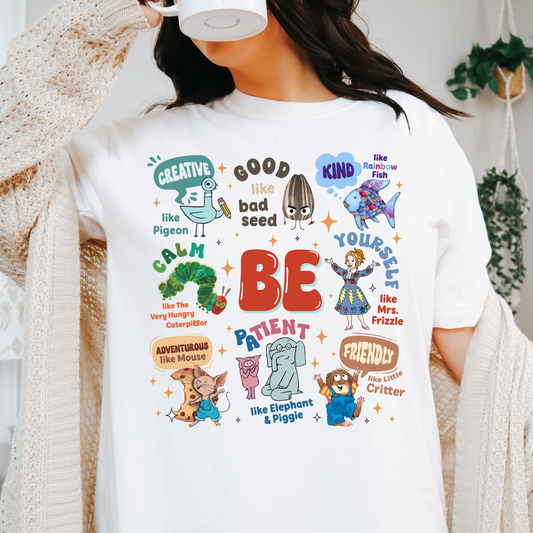 BE (Affimations) Book Characters Full Color DTF Transfer