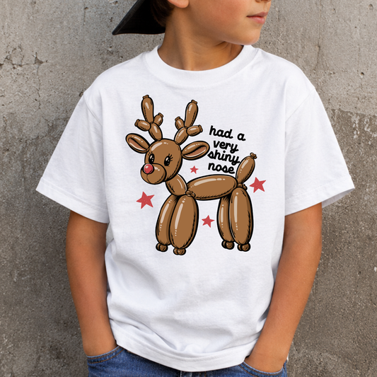 Reindeer Balloon Animal - Had a Very Shiny Nose Full Color DTF Transfer