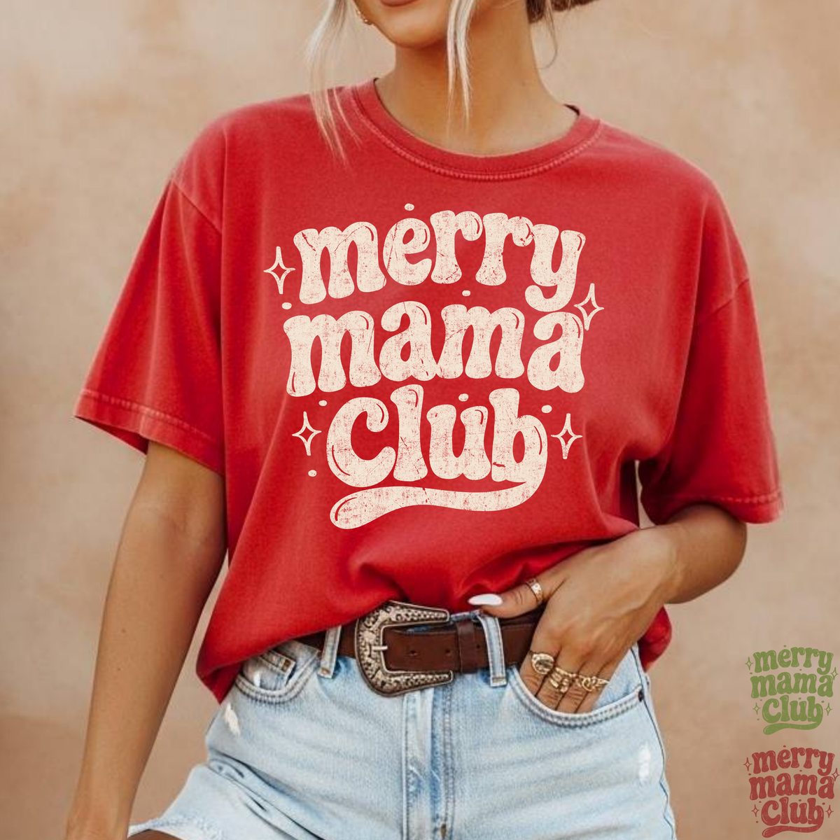 Merry Mama Club (Red - Green - Cream Options) Full Color DTF Transfer