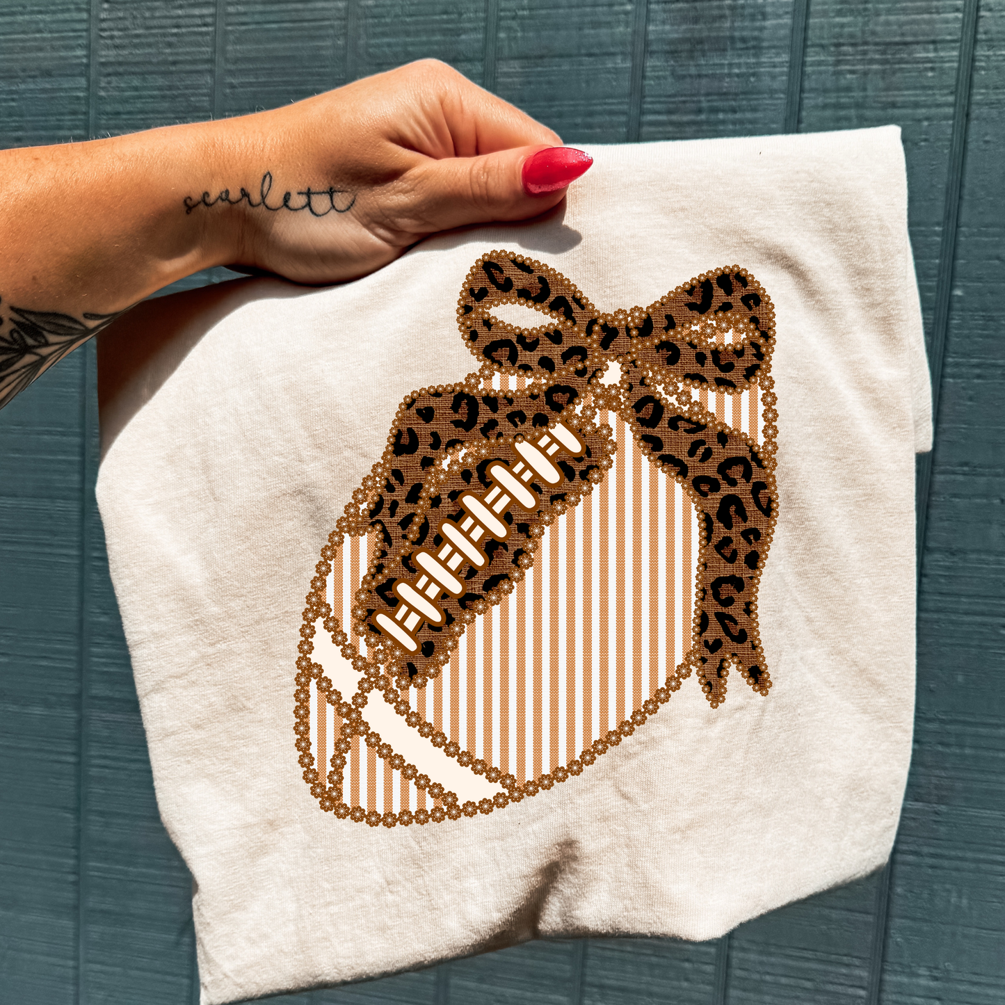 Stripe Lace Football Full Color DTF Transfer