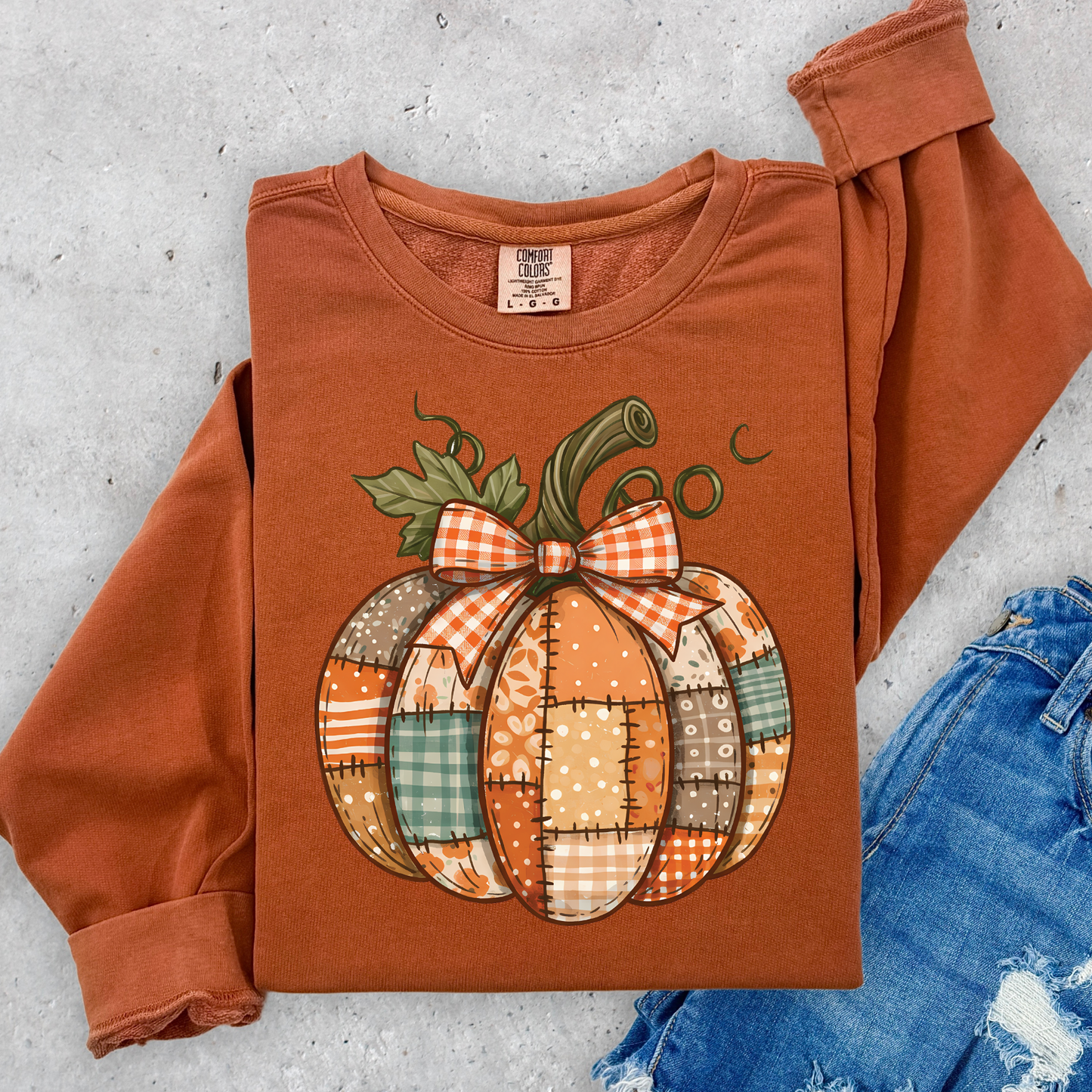 Quilted Pumpkin Full Color DTF Transfer