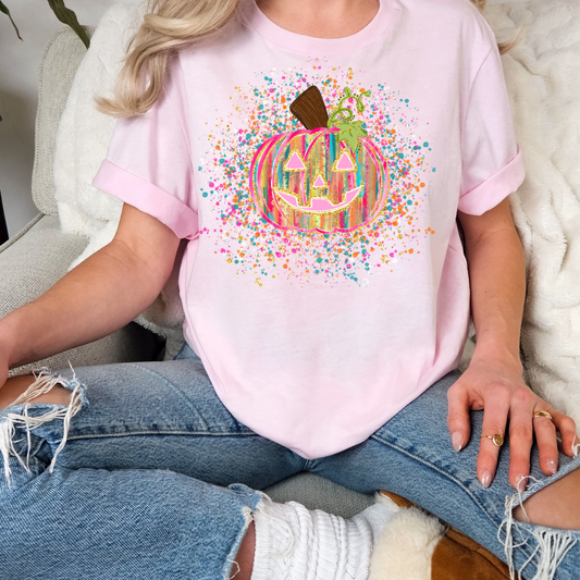 Paint Splatter Pumpkin Full Color DTF Transfer