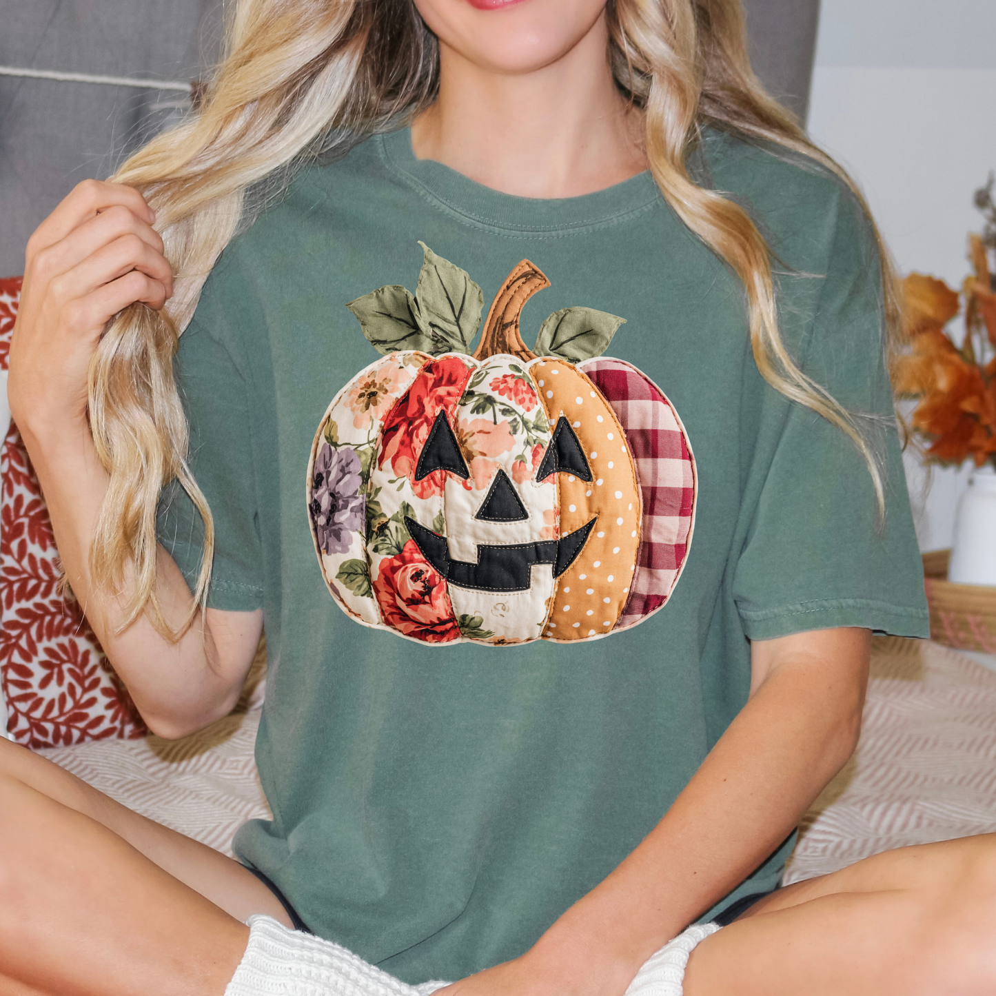 Quilted Pumpkin Full Color DTF Transfer