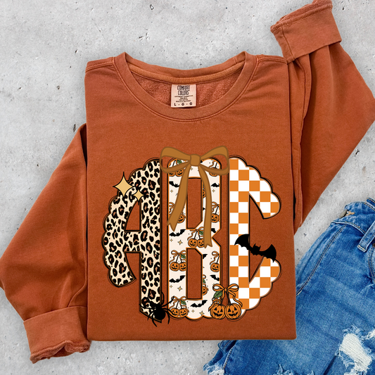 Halloween/Fall Monogram  Full Color DTF Transfer