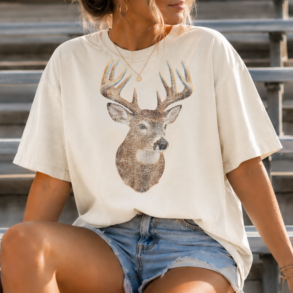 Distressed Deer Full Color DTF Transfer