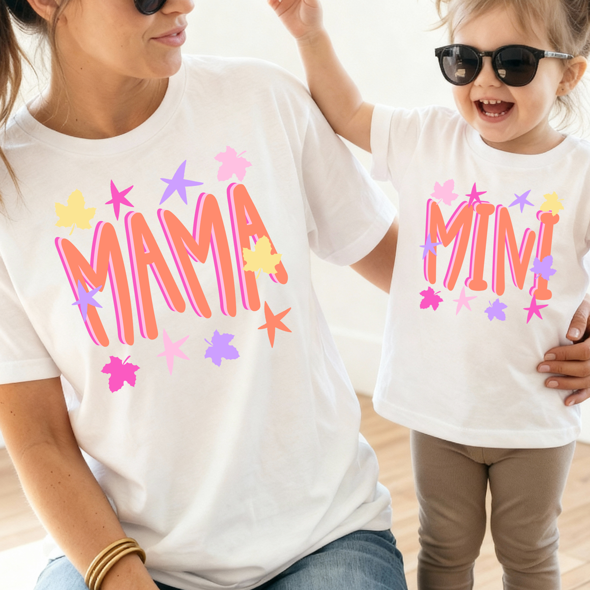 Mama (Mini Option) Leaves/Star Doodles Full Color DTF Transfer