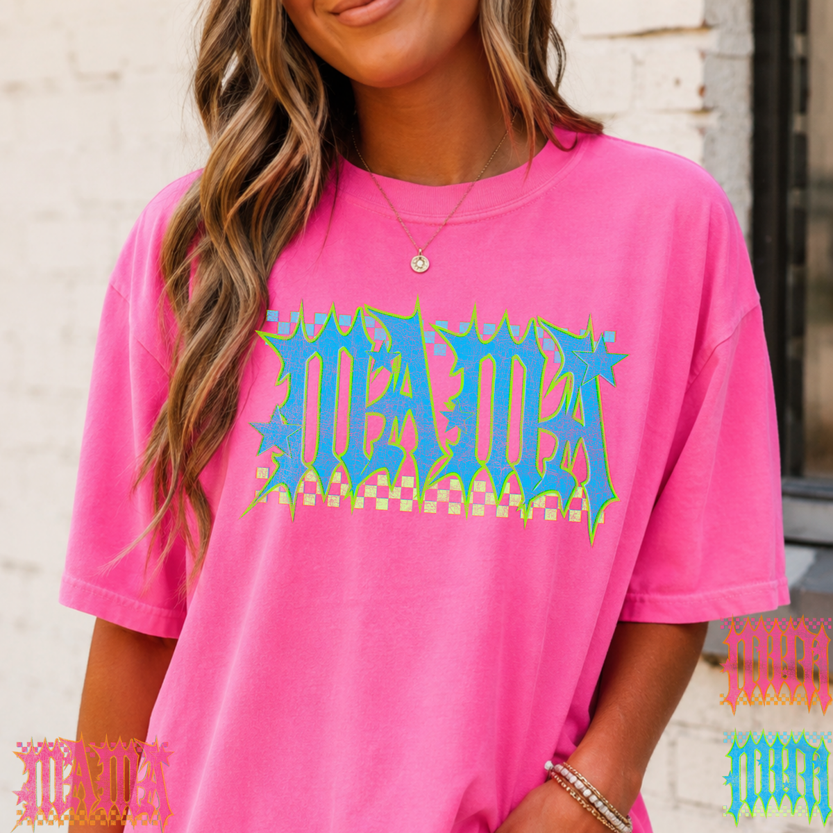 Mama Spiky/Checkered (Mini Option - Pink Option) Full Color DTF Transfer