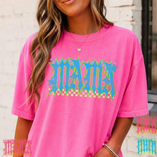 Mama Spiky/Checkered (Mini Option - Pink Option) Full Color DTF Transfer