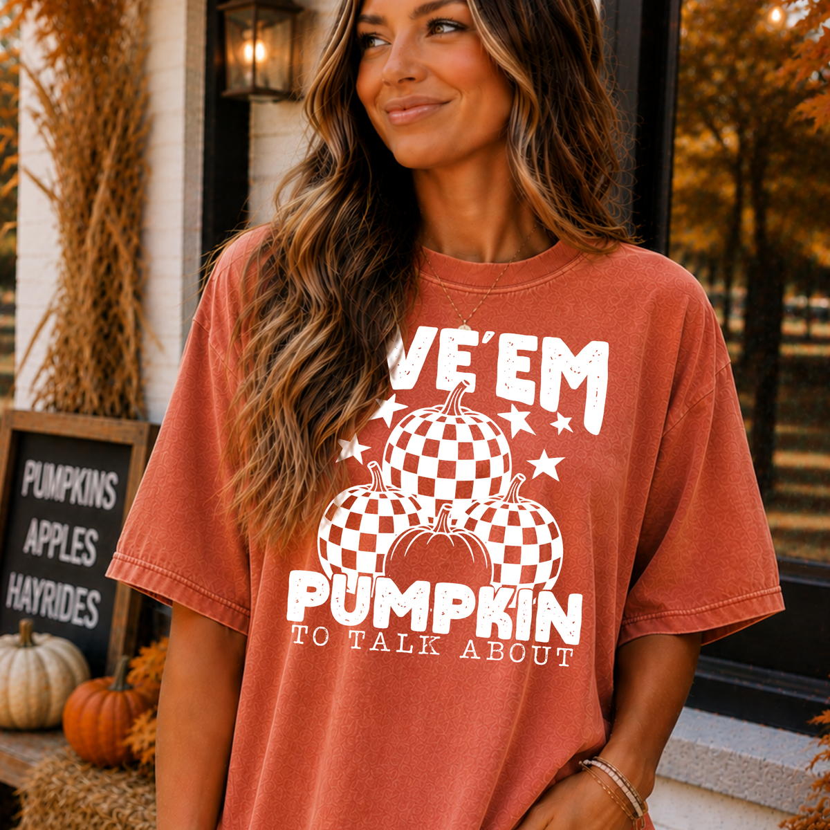 Give 'em Pumpkin To Talk About Full Color DTF Transfer
