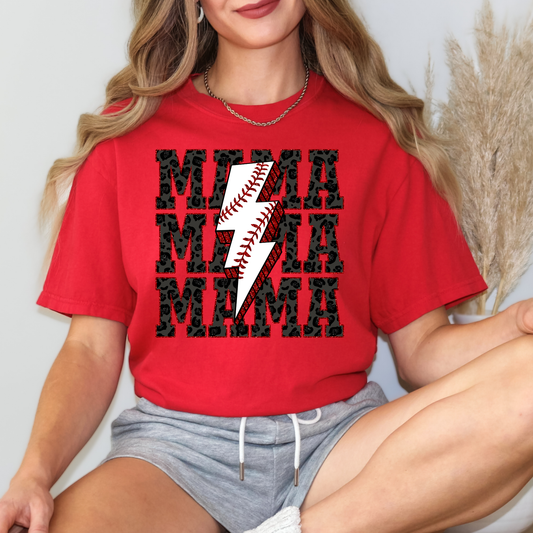 Mama Mama Mama Baseball Lighting Bolt Full Color DTF Transfer