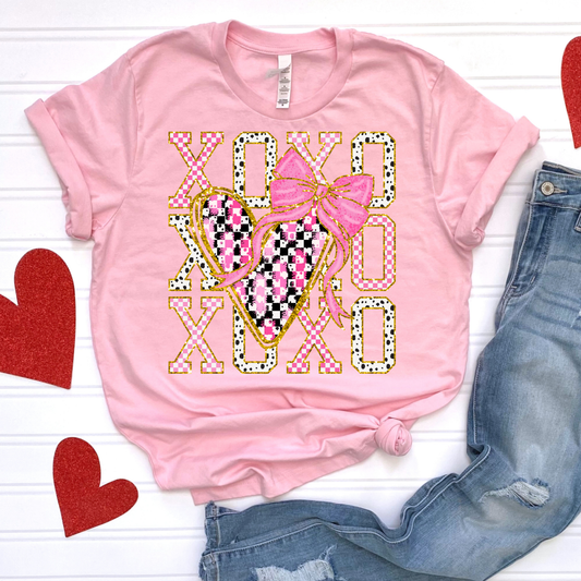 XOXO (Repeat) Dalmation/Checkered Full Color DTF Transfer