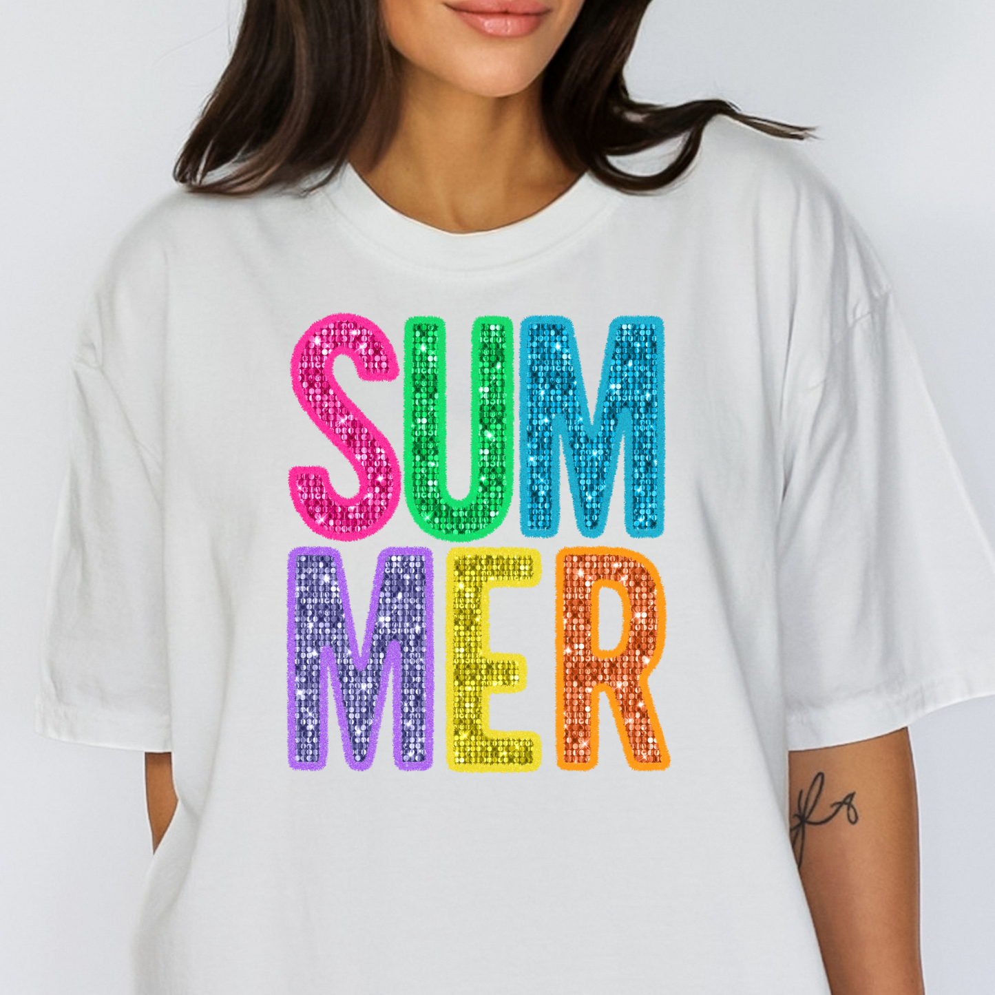 Summer (Stacked Faux Sequin) Full Color DTF Transfer