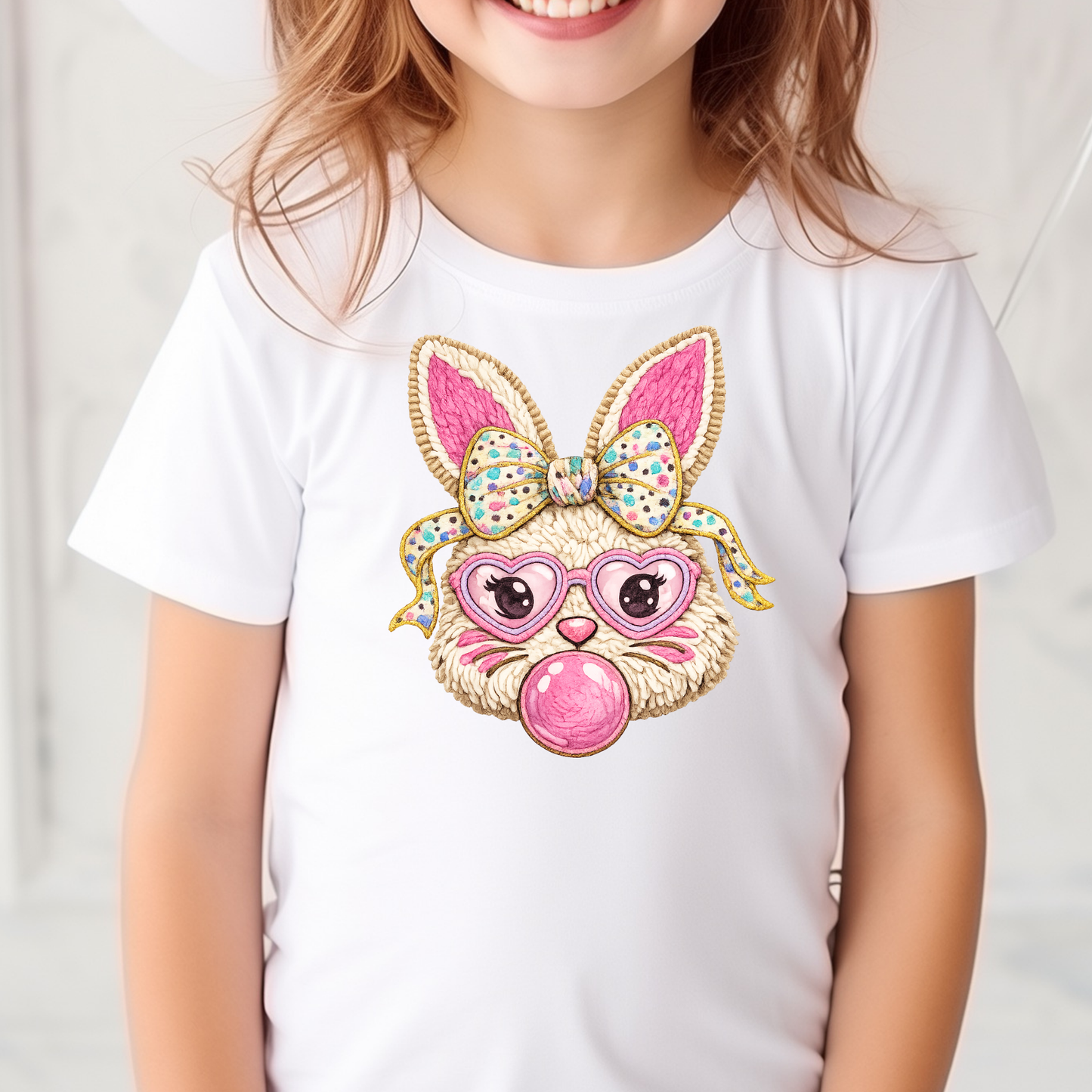 Girl (Faux Yarn) Easter Bunny Full Color DTF Transfer