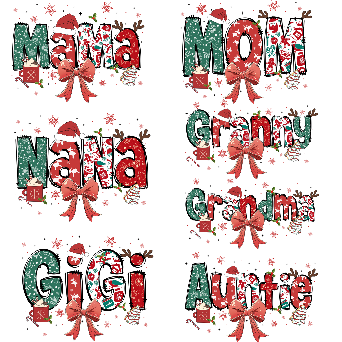 Mama Christmas Theme (MULTI OPTIONS) Full Color DTF Transfer