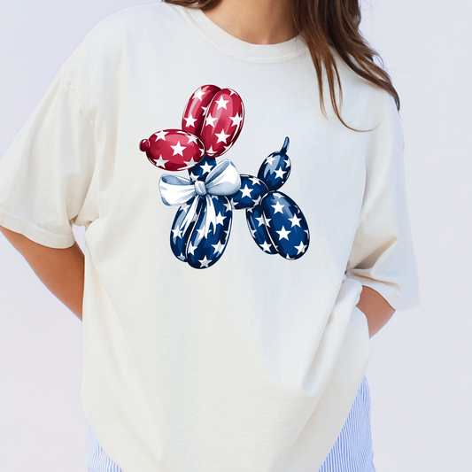 Balloon Dog (Red White & Blue) Full Color DTF Transfer