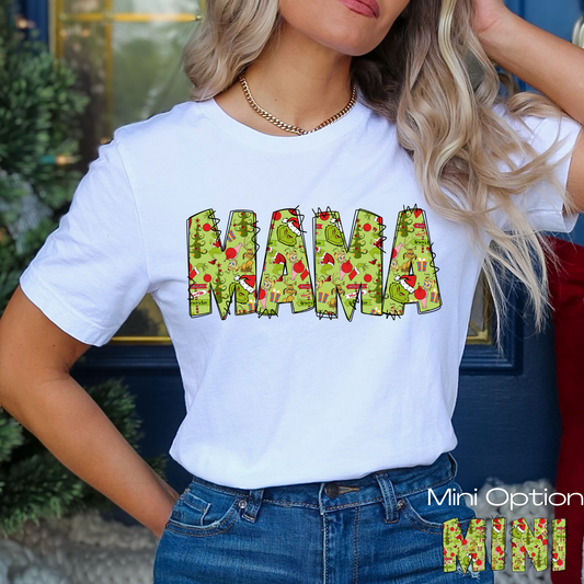 Grinch Pattern Mama (Mini Option) Full Color DTF Transfer