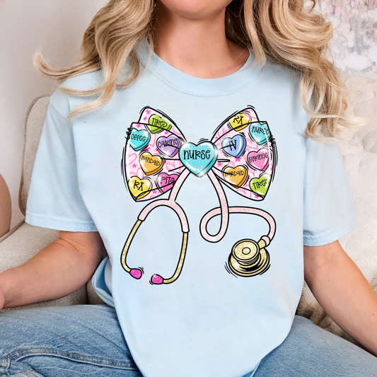 Candy Heart Bow Stethoscope Full Color DTF Transfer