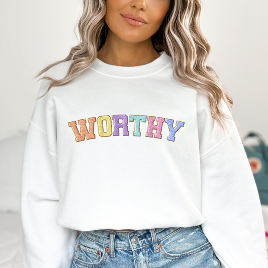 Worthy (Faux Chenille) Full Color DTF Transfer