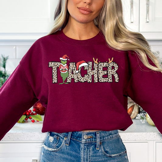 Leopard Teacher Grinch Full Color DTF Transfer