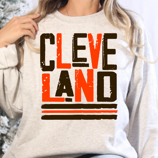 Stacked Cleveland Football Full Color DTF Transfer