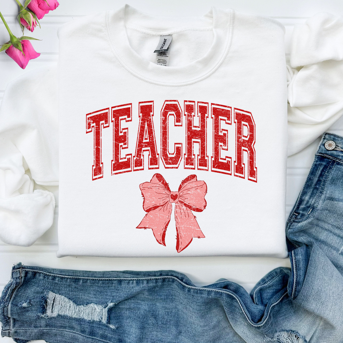 Teacher (Red) w/Bow Full Color DTF Transfer